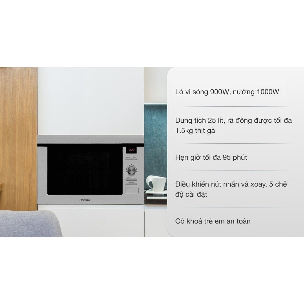 Hafele 538.31.200 Lò Vi Sóng HM-B38D 25L - Điều khiển điện tử – Rã đông nhanh – Hàng chính hãng 4 Hafele 538.31.200 Lò Vi Sóng HM-B38D 25L - Điều khiển điện tử – Rã đông nhanh – Hàng chính hãng - Ảnh 2