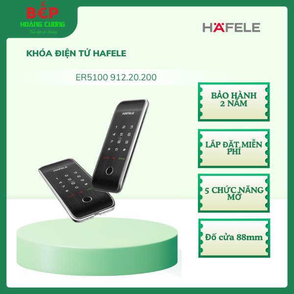 Khóa Điện Tử ER5100 Hafele 912.20.200, Dành cho cửa dày 30 - 50mm, Kết nối App 2 Khóa Điện Tử ER5100 Hafele 912.20.200, Dành cho cửa dày 30 - 50mm, Kết nối App