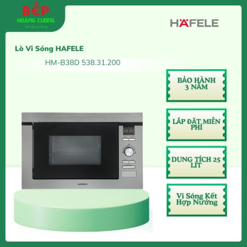Hafele 535.34.000 Lò Vi Sóng HM-B38A 25 – Kính đen – Điều khiển nút nhấn điện tử – Chính hãng
