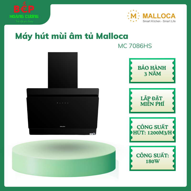 Malloca – Máy hút khói khử mùi MC 7086HS, áp tường dạng nghiêng, công suất 1200m³/h, 3 tốc độ hút 3 Malloca – Máy hút khói khử mùi MC 7086HS, áp tường dạng nghiêng, công suất 1200m³/h, 3 tốc độ hút