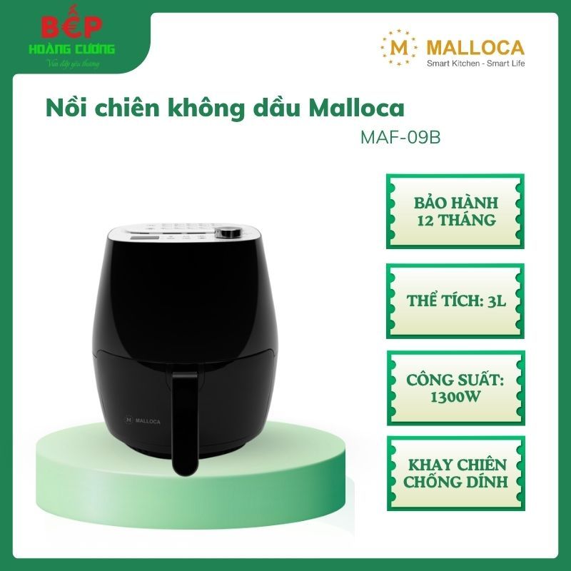 Malloca MAF-09B – Nồi chiên không dầu dung tích 3L – Công suất 1300W – 10 chương trình nấu 3 Malloca MAF-09B – Nồi chiên không dầu dung tích 3L – Công suất 1300W – 10 chương trình nấu