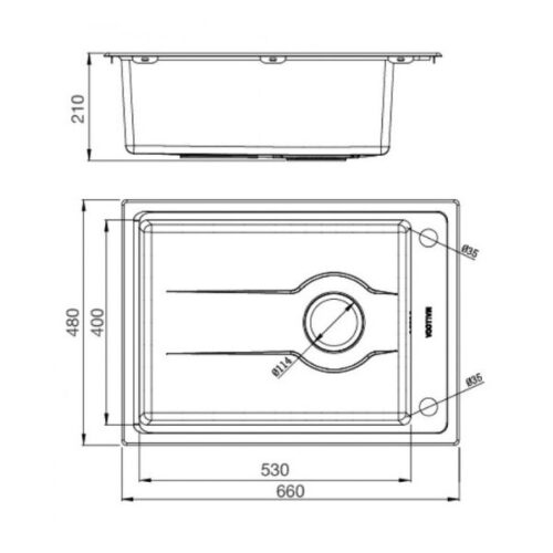 Malloca MS 5066W – Chậu Rửa Inox 304 Cao Cấp, Lắp Bán Thủ Công, Bộ Xả Thông Minh Ngăn Mùi 11 Kích thước của Chậu rửa bát Malloca MS 5066W