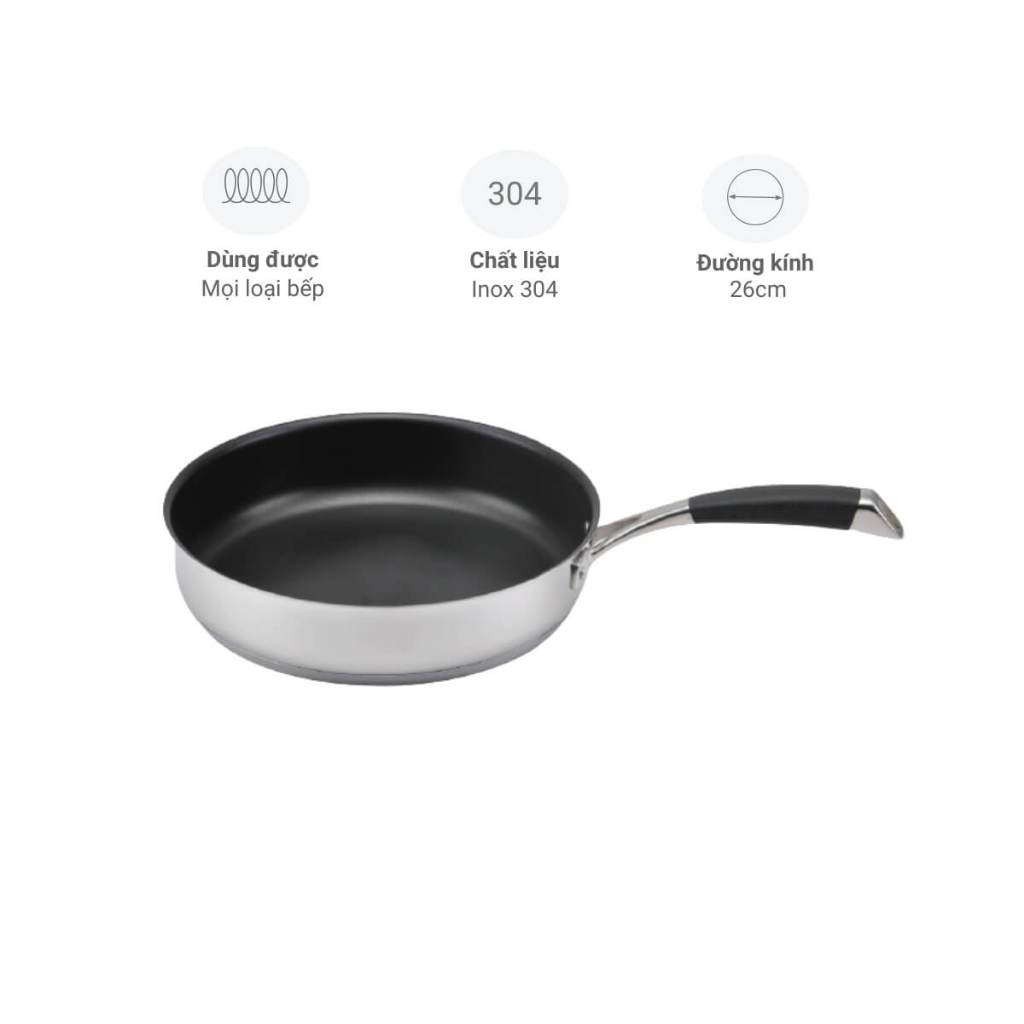 Malloca Chảo Chống Dính Inox Cao Cấp SA-02 - Kích thước 26CM, Dáy chảo dày 3 lớp 4 Malloca Chảo Chống Dính Inox Cao Cấp SA-02 - Kích thước 26CM, Dáy chảo dày 3 lớp - Ảnh 2