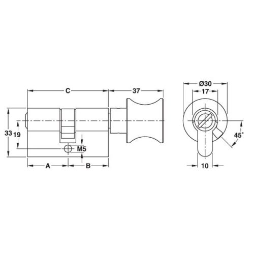 Hafele 916.96.456 ruột khóa cửa WC 65mm, chất liệu đồng thau, chống cạy khoan hiệu quả.