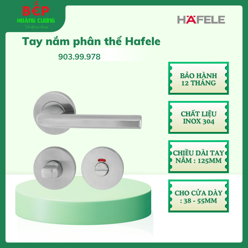 Hafele tay nắm gạt cửa WC 903.99.978 - inox 304, nắp che, bền bỉ, vận hành êm, hợp nhiều loại cửa 3 Tay Nắm Gạt Có Nắp Che Cửa WC Hafele 903.99.978