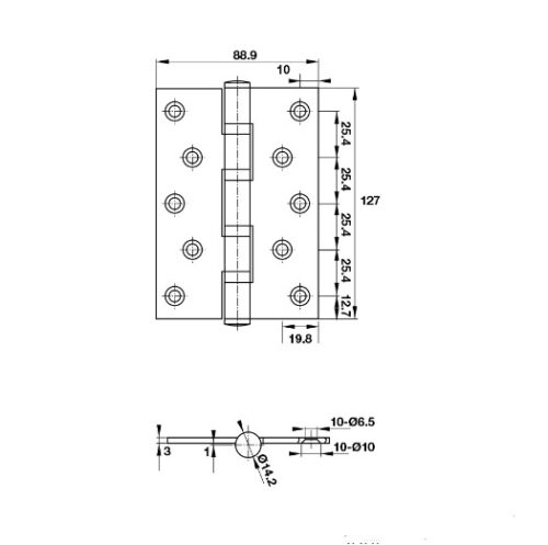 Hafele 926.41.288 – Bản lề lá 2 vòng bi, chịu lực 80Kg, phù hợp thân khóa DIN trái và phải 9 Kích thước của Bản lề lá 2 vòng bi 80Kg Hafele 926.41.288