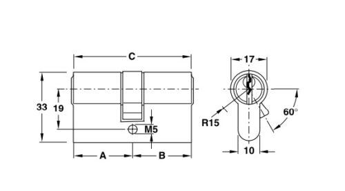 Hafele 916.96.007 ruột khóa 60mm, 2 đầu chìa, chống khoan, lắp đặt dễ dàng, vật liệu đồng thau. 8 Ruột khóa 2 đầu Hafele 916.96.007, 60mm Đồng thau