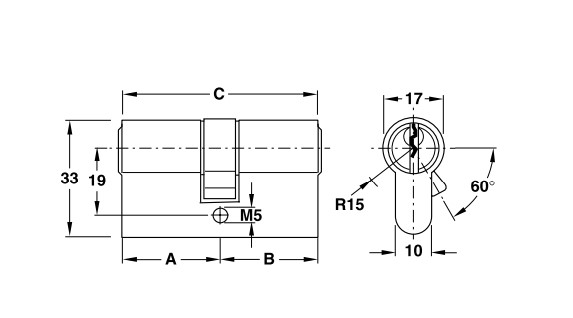 Hafele 916.96.007 ruột khóa 60mm, 2 đầu chìa, chống khoan, lắp đặt dễ dàng, vật liệu đồng thau. 5 Ruột khóa 2 đầu Hafele 916.96.007, 60mm Đồng thau