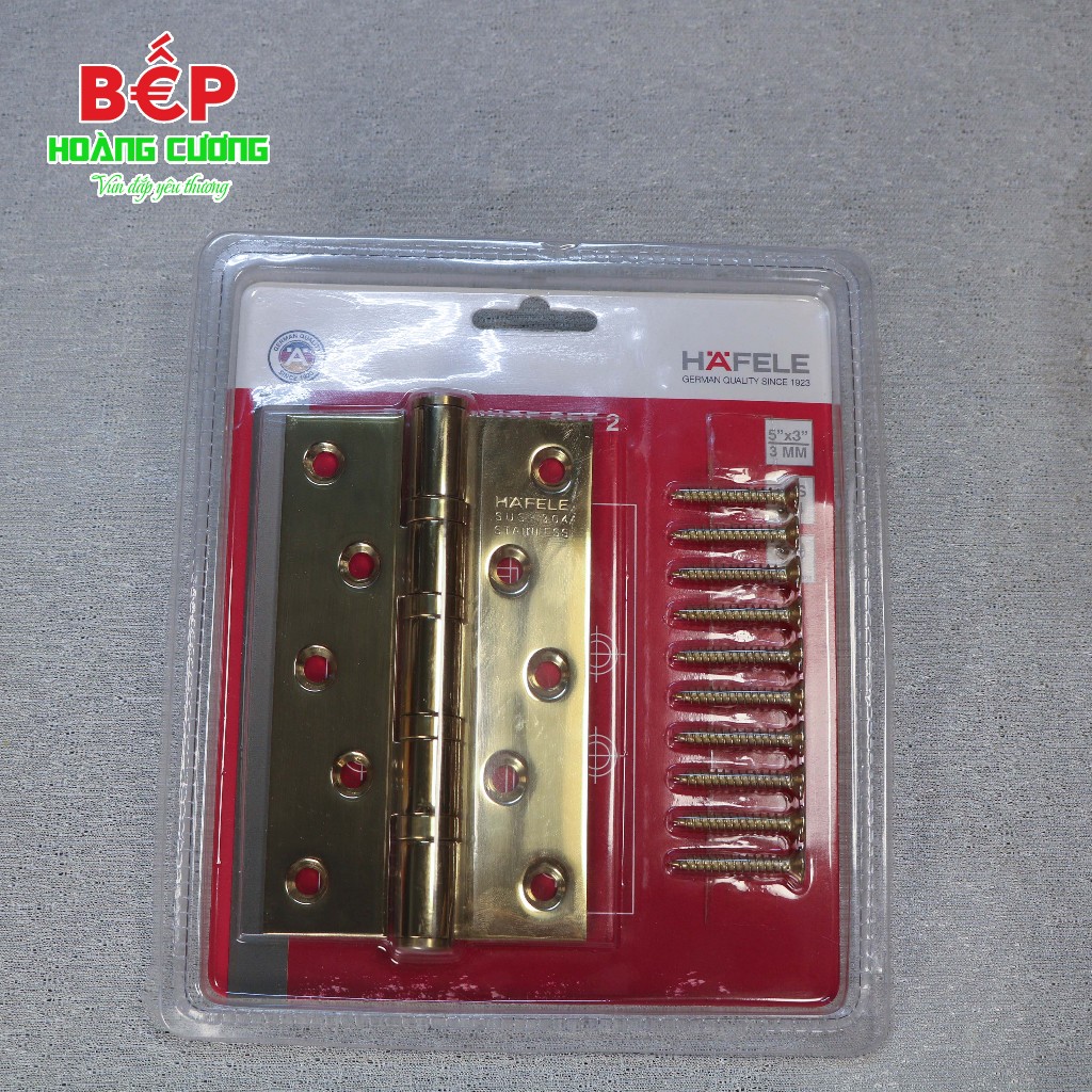 Hafele 489.05.028 – Bản lề lá 4 vòng bi, inox 304, cánh bướm, hoàn thiện đồng PVD, dùng cho cửa gỗ 6 Bản Lề Lá 4 Vòng Bi Hafele 489.05.028