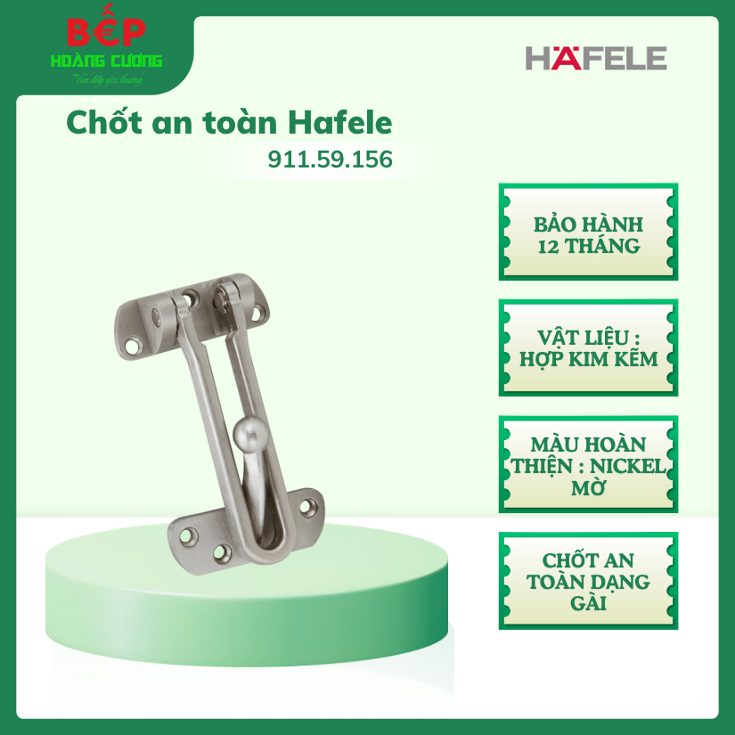 Hafele chốt an toàn 911.59.156 - hợp kim kẽm chắc chắn, hoàn thiện niken mờ, bảo vệ an toàn cho cửa 3 Chốt An Toàn Màu Niken Mờ Hafele 911.59.156, Dễ Dàng Lắp Đặt, Bảo Hành 12 Tháng