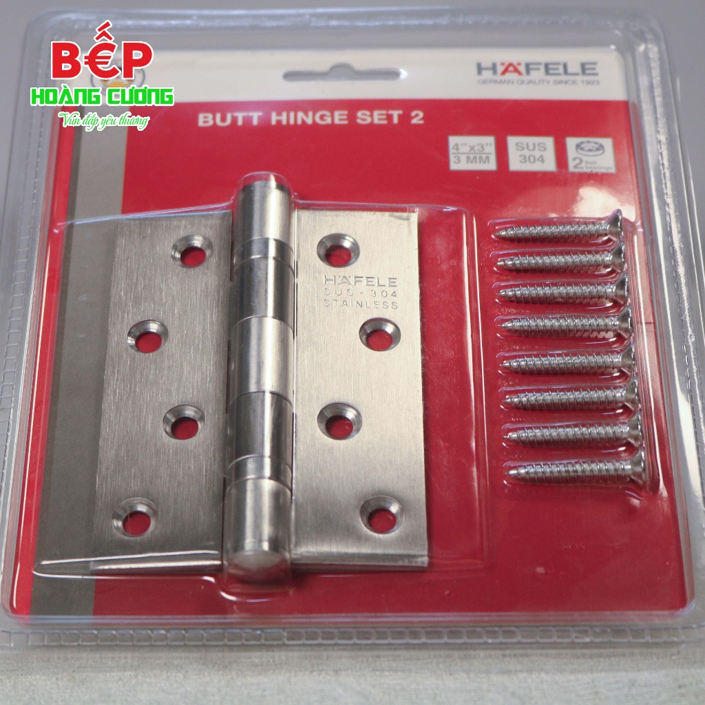 Hafele 489.05.021 – Bản lề lá 2 vòng bi, Inox 304, tải trọng 70Kg, hoàn thiện inox mờ 7 Hafele Bản lề lá 2 vòng bi 70Kg 489.05.021 – Hàng chính hãng – Inox 304 – Bền đẹp, trơn tru khi mở