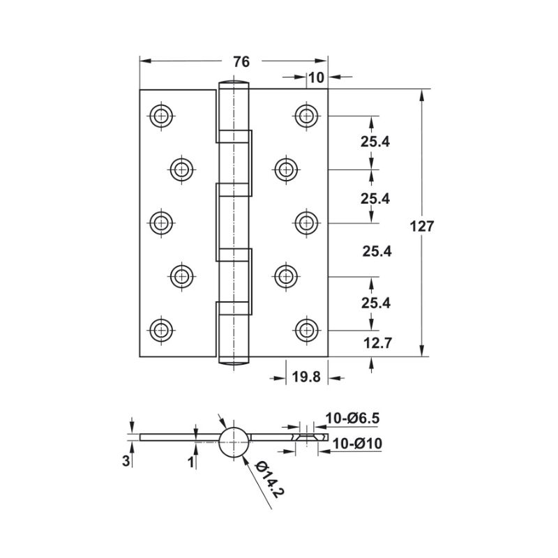 Hafele 489.05.028 – Bản lề lá 4 vòng bi, inox 304, cánh bướm, hoàn thiện đồng PVD, dùng cho cửa gỗ 5 Kích thước bản lề lá 4BB 127x76x3mm Häfele DIY 489.05.028