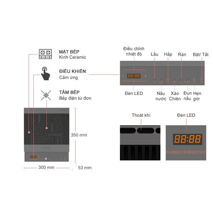 Bếp từ Junger CEJ-105-I bảng điều khiển LED nhạy, an toàn, nấu nhanh, nâng tầm không gian bếp 7 Bếp từ Junger CEJ-105-I bảng điều khiển LED nhạy, an toàn, nấu nhanh, nâng tầm không gian bếp - Ảnh 5