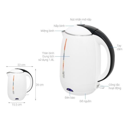 Hawonkoo Ấm Đun Nước KEH-180-W – Dung Tích 1.8L – Mở Nắp Một Chạm – Bảo Vệ Quá Nhiệt 17 vn 11134275 7ras8 mdmzsuc7l6119f