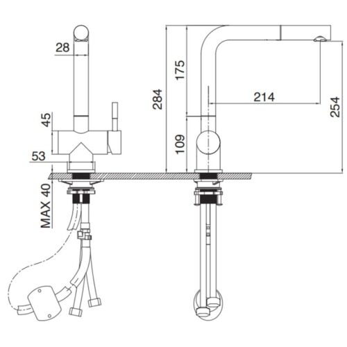 Vòi rửa bát dây rút thế hệ mới Kluger HOPE Series KLF0013C, Xoay 360 độ, điều chỉnh nóng/lạnh 16 Ảnh 2D Kluger KLF0013C có dây rút