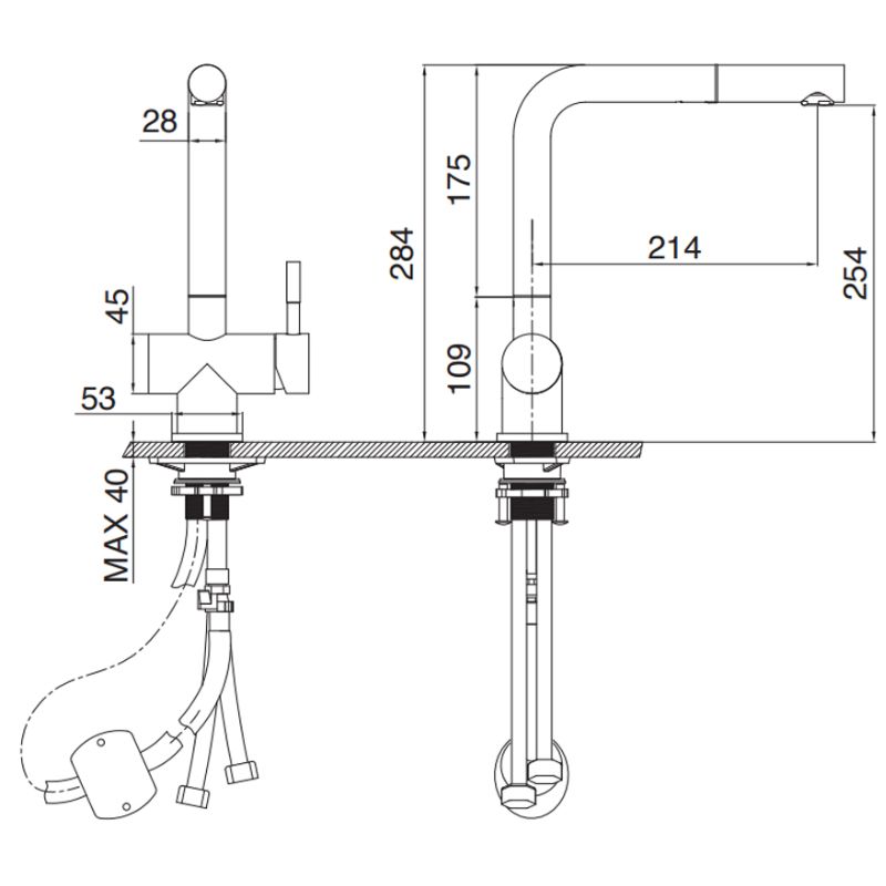 Vòi rửa bát dây rút thế hệ mới Kluger HOPE Series KLF0013C, Xoay 360 độ, điều chỉnh nóng/lạnh 9 Ảnh 2D Kluger KLF0013C có dây rút