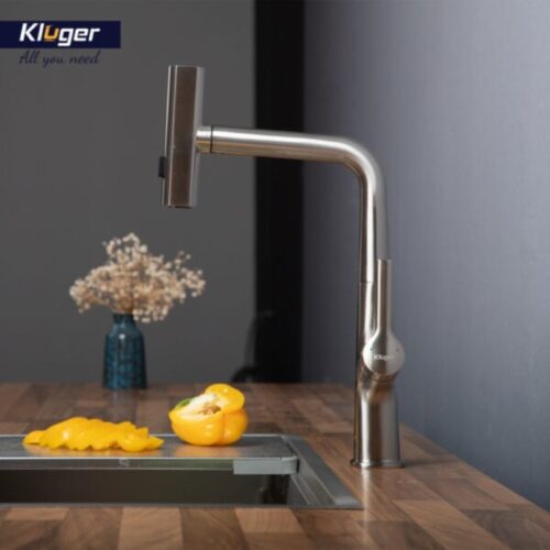 Vòi rửa bát dây rút thế hệ mới Kluger RAIN Series KLF0018S, Xoay 360 độ, 03 chế độ phun nước 11 Ảnh vòi rửa bát nóng lạnh Kluger KLF0018S có dây rút