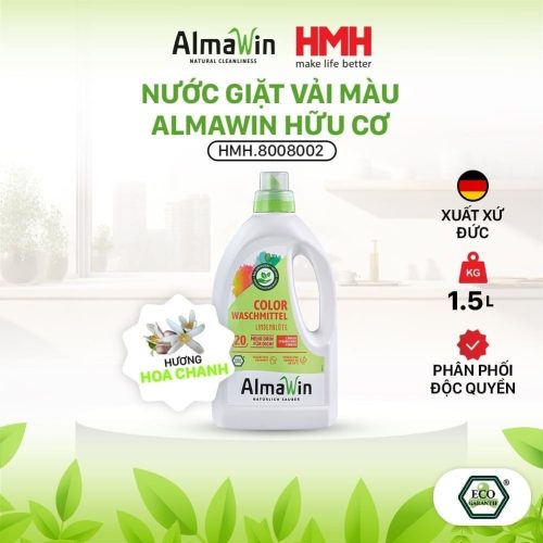 Almawin Nước Giặt Vải Màu Hữu Cơ – Hương Hoa Chanh 1.5L – Giữ Màu, Làm Sạch – An Toàn Cho Da