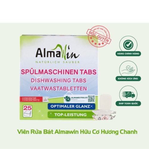 Almawin Viên Rửa Bát Hữu Cơ Hương Chanh HMH.0101925 – 25 Viên – Sạch Bóng, Không Kích Ứng, Bảo Vệ Máy Rửa Bát 11 Almawin Viên Rửa Bát Hữu Cơ 25 Viên – Hương Chanh Tự Nhiên, Sạch Dầu Mỡ, Bóng Sáng Không Cặn