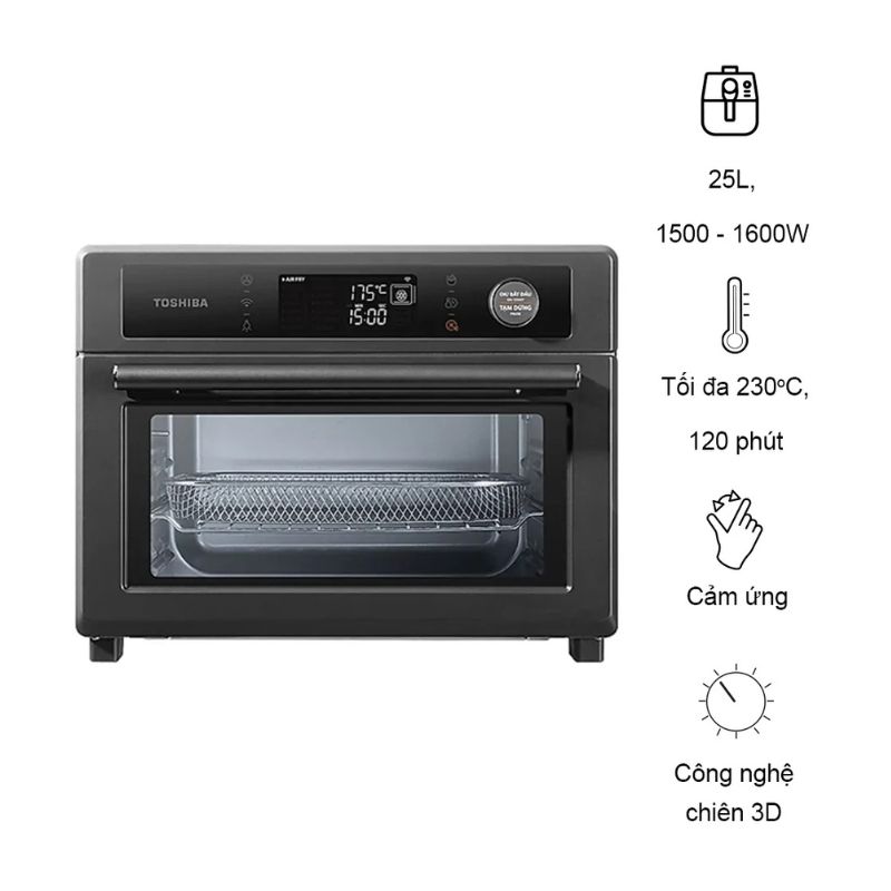 Lò chiên không dầu Toshiba TL2-SAC25GZC(GR), Dung tích 25L, Công nghệ chiên 3D 4 Lò chiên không dầu Toshiba TL2-SAC25GZC(GR) 25 Lít