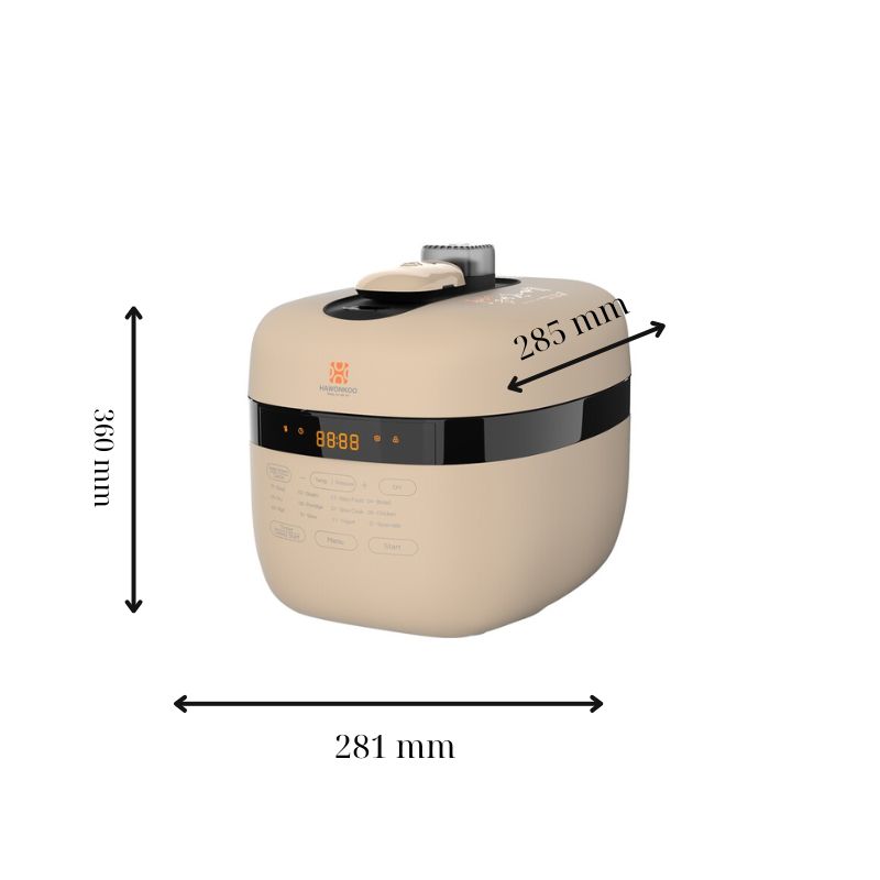 Nồi Áp Suất HAWONKOO PCH-500-CF – 5L Công Nghệ Nhật Bản – Đa Năng, Nấu Nhẹ – An Toàn Tuyệt Đối 8 Kích thước nồi áp suất Hawonkoo PCH-500-CF