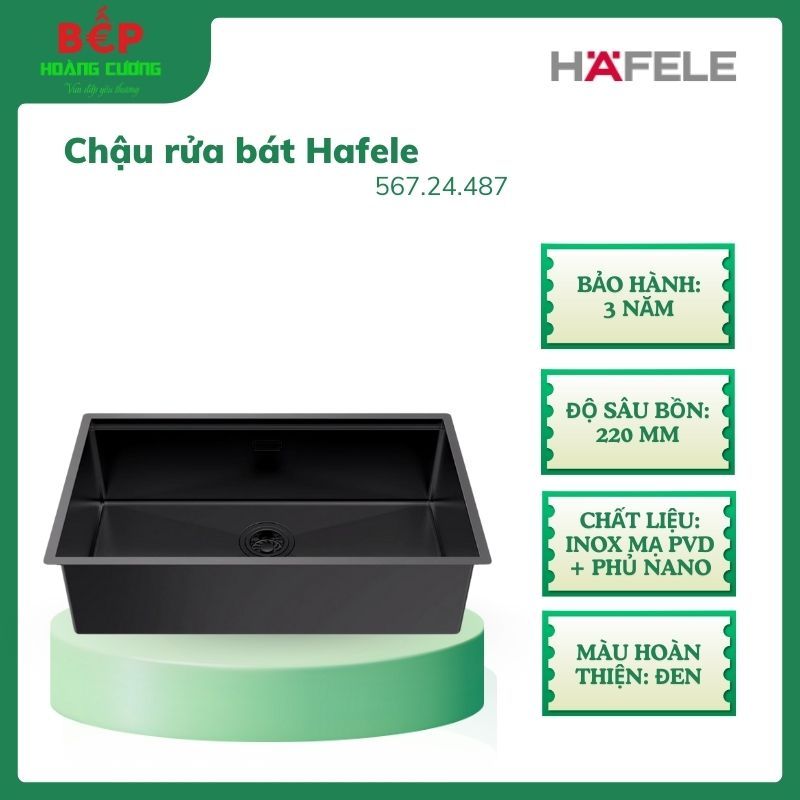 Chậu Rửa Chén Bát Inox Hafele 567.24.487 Chất liệu inox cao cấp, màu đen 3 Chậu Rửa Chén Bát Inox Hafele 567.24.487 Chất liệu inox cao cấp, màu đen